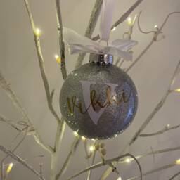 Personalized Glitter Christmas Bauble, Large 10cm Tree Decoration - thumbnail 3