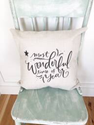 Linen Christmas Pillow Cover Farmhouse Holiday Decor - 20x20 - thumbnail 1