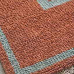 Hand Knotted Wool Rug, Minimalist, Modern Style Rug, Warm Terracotta/Muted Sage Home Decor - thumbnail 3