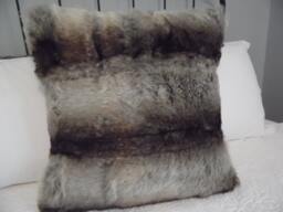 Chin Chilla. Faux Fur Chin Chilla Pillow Cover. Brown, Black, Cream, Grey, Rust. Gorgeous Chilla. For Him, Her, Gift - thumbnail 1