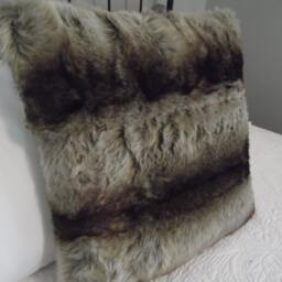 Chin Chilla. Faux Fur Chin Chilla Pillow Cover. Brown, Black, Cream, Grey, Rust. Gorgeous Chilla. For Him, Her, Gift - thumbnail 2