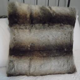 Chin Chilla. Faux Fur Chin Chilla Pillow Cover. Brown, Black, Cream, Grey, Rust. Gorgeous Chilla. For Him, Her, Gift - thumbnail 3