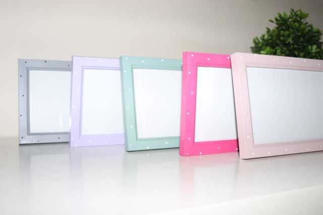 Hand Painted Photo Frame Polka Dot Pastel Colors, 6x4 Inches - image 1