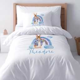 Personalised Kids Blue Rabbit Rainbow Print Duvet Soft Microfibre Bedding - thumbnail 2