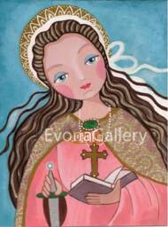 st. Catherine Of Alexandria, Patron Single Women, Religious Art, Acrylic Painting, Handmade, Icon Of Original Folk Wall Decor - thumbnail 2