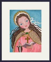 st. Catherine Of Alexandria, Patron Single Women, Religious Art, Acrylic Painting, Handmade, Icon Of Original Folk Wall Decor - thumbnail 3