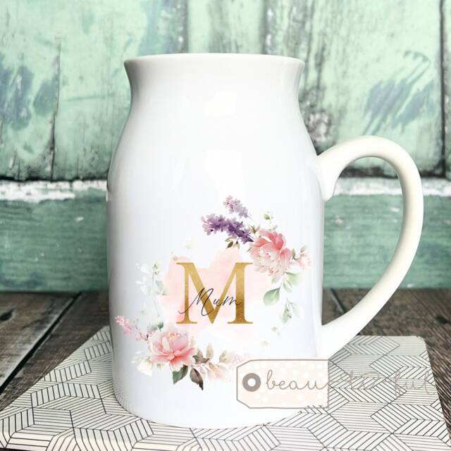 Personalised Mother's Day Nanna Nanny Mum Auntie Grandma Mama Home Wildflower Floral Ceramic Small Vase Jug Mug Birthday Gift Easter - image 1