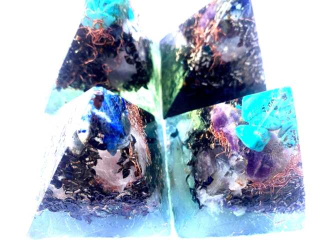 4 Pc Orgone Pyramid Set - Handmade Healing Crystal Emf Protection - image 1