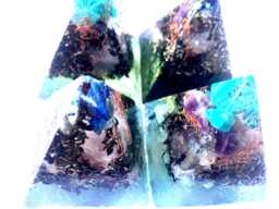 4 Pc Orgone Pyramid Set - Handmade Healing Crystal Emf Protection - thumbnail 1