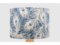 Feathers Dark Blue Lampshade, Table Floor Lamp/Ceiling Pendant, Small Medium Large, 15cm 20cm 25cm 30cm 35cm 40cm, Fabric Drum Light Shade