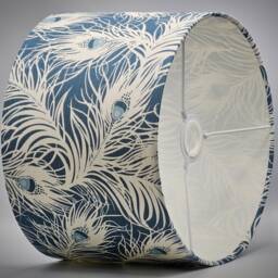 Feathers Dark Blue Lampshade, Table Floor Lamp/Ceiling Pendant, Small Medium Large, 15cm 20cm 25cm 30cm 35cm 40cm, Fabric Drum Light Shade - thumbnail 3
