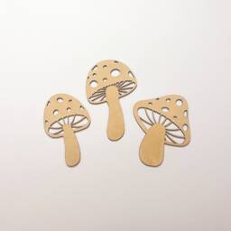 Wooden Mushrooms - Boho Nursery Mushroom Decor Scandi Bedroom Fairy Theme Woodland Wall Decal Girls - thumbnail 3