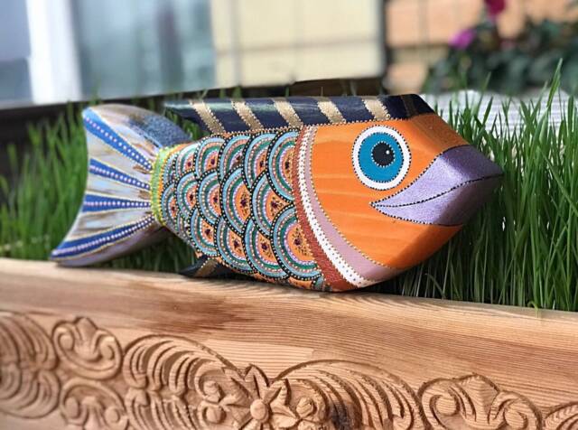 Wood Fish, Wall Hanging, Wood Decor, Wall Art, Wooden Decoration, Wooden Handpainted Home Decor - image 1