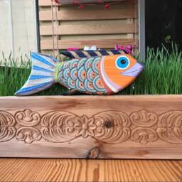 Wood Fish, Wall Hanging, Wood Decor, Wall Art, Wooden Decoration, Wooden Handpainted Home Decor - thumbnail 2