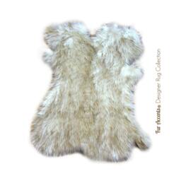 Faux Fur Shaggy Sheepskin Throw Rug - Pelt Design Shag Carpet Off White With Black Or Brown Tips Original Accents Designer Rugs Usa - thumbnail 1