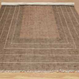 Handmade Thread Work Rug Large Area Brown Square Kitchen Kilim Cotton Living Room 8x8 10x10 12x12 Feet - thumbnail 3