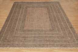 Handmade Thread Work Rug Large Area Brown Square Kitchen Kilim Cotton Living Room 8x8 10x10 12x12 Feet - thumbnail 1