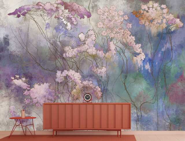 Wildflower Mural, Painted Floral Wallpaper, Peel & Stick - image 1