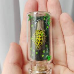 Indian Eyed Turtle in A Glass-Bottle/Unique Miniature Figure/ Handmade Artwork - thumbnail 4