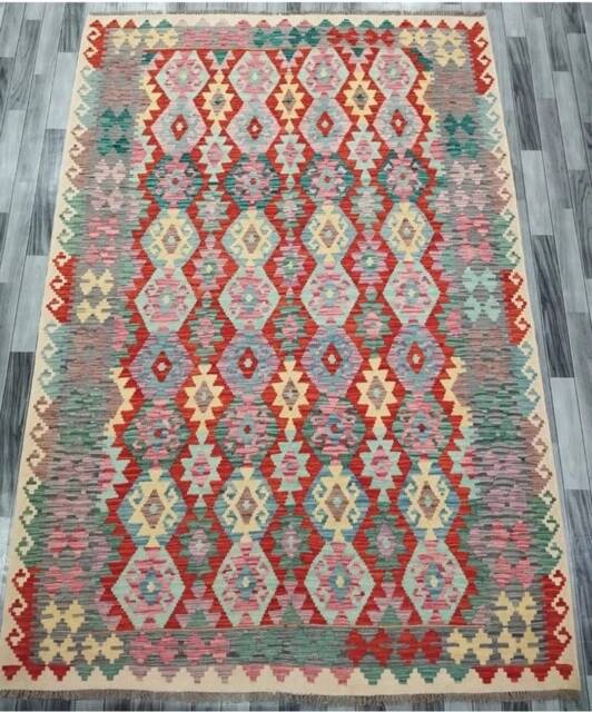 Handmade Kilim Rug, Multicolour Artisan Afghan Turkish Aztec Navajo Wool Rug 292x200 cm - image 1