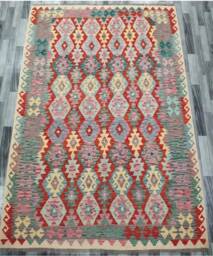 Handmade Kilim Rug, Multicolour Artisan Afghan Turkish Aztec Navajo Wool Rug 292x200 cm - thumbnail 1