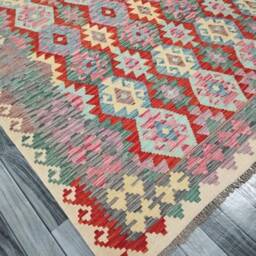 Handmade Kilim Rug, Multicolour Artisan Afghan Turkish Aztec Navajo Wool Rug 292x200 cm - thumbnail 2