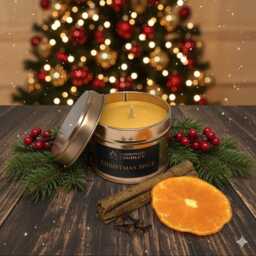 Christmas Spice Scented Candle, Soy Wax Tin Container Gift, Stocking Filler, Secret Santa Winter Candle Gift - thumbnail 4