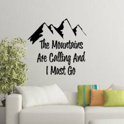 "Mountains Are Calling Wall Decal Outdoor Adventure Decor - 22""W X 23" - thumbnail 1
