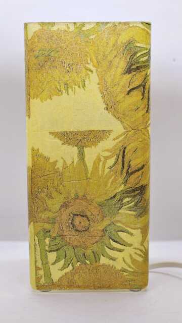 Van Gogh Sunflowers Table Lamp Decoupaged Frosted Glass, Handmade - image 1