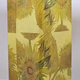 Van Gogh Sunflowers Table Lamp Decoupaged Frosted Glass, Handmade - thumbnail 2
