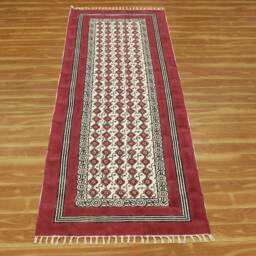 Yellow Hand Block Print Cotton Runner - Bohemian Hallway Rug - thumbnail 4