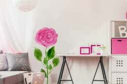 Wall Decal Giant Pink Flower, Floral Decal, Nursery Decals, Bedroom Flower Stickers, Home D??cor, D??cor - thumbnail 1