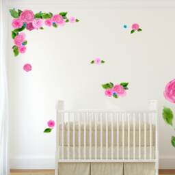 Wall Decal Giant Pink Flower, Floral Decal, Nursery Decals, Bedroom Flower Stickers, Home D??cor, D??cor - thumbnail 4