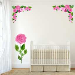 Wall Decal Giant Pink Flower, Floral Decal, Nursery Decals, Bedroom Flower Stickers, Home D??cor, D??cor - thumbnail 3