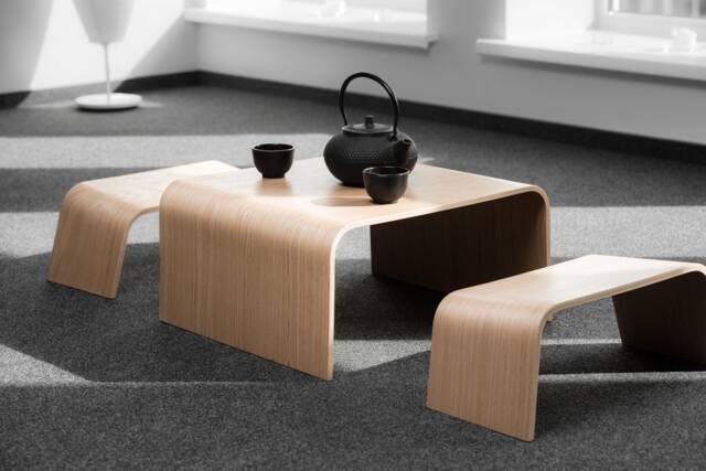 Handmade Oak Tea Ceremony Set Japanese Meditation Table & Benches - image 1