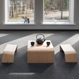 Handmade Oak Tea Ceremony Set Japanese Meditation Table & Benches - thumbnail 3