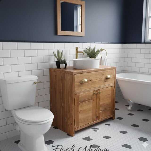 Gregory - Handmade Solid Pine Bathroom Vanity Unit Redwood Timber Cupboard - image 1