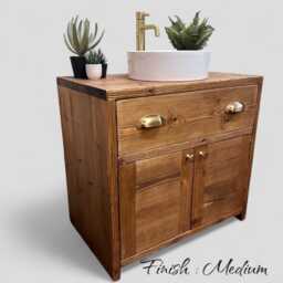 Gregory - Handmade Solid Pine Bathroom Vanity Unit Redwood Timber Cupboard - thumbnail 2