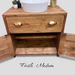 Gregory - Handmade Solid Pine Bathroom Vanity Unit Redwood Timber Cupboard - thumbnail 3