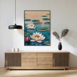 Water Lily Poster, Lotus Pond Print, Botanical Wall Art - thumbnail 3
