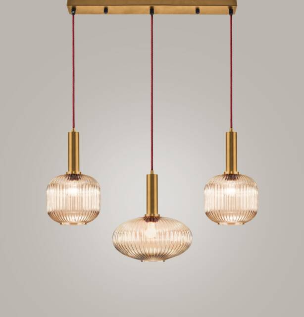 Reeded Glass Pendant Lighting Modern Kitchen Island Light - image 1