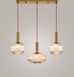Reeded Glass Pendant Lighting Modern Kitchen Island Light