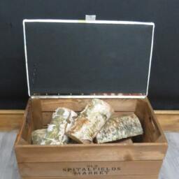Large Rustic Wooden Storage Crate - Upholstered Fabric Lid Seat - thumbnail 3