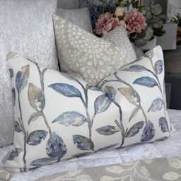 "Blue Leaf Lumbar Cushion Cover 12"" ?? 20" - thumbnail 1