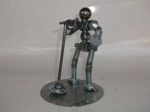 Singer, Metal Bolt Figurine, Up Cycled Art, Musician - image 1