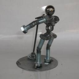 Singer, Metal Bolt Figurine, Up Cycled Art, Musician - thumbnail 4
