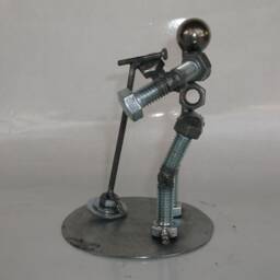 Singer, Metal Bolt Figurine, Up Cycled Art, Musician - thumbnail 3