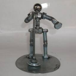 Singer, Metal Bolt Figurine, Up Cycled Art, Musician - thumbnail 2