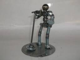 Singer, Metal Bolt Figurine, Up Cycled Art, Musician - thumbnail 1