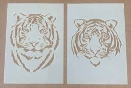 Tiger, Mylar Stencil, Tiger Head, Wall Art, Airbrushing, Painting, Craft, Jungle - thumbnail 1